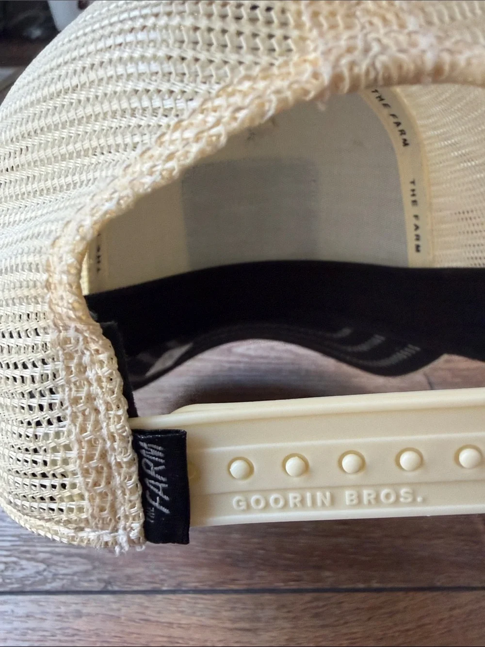 Goorin Bros Cream Trucker Hat with Brown Snake Patch